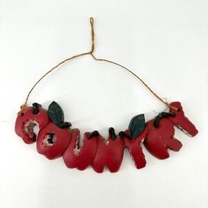 Vintage Homco Rustic Red Apple Country Wall Hanging Farmhouse Kitchen Decor